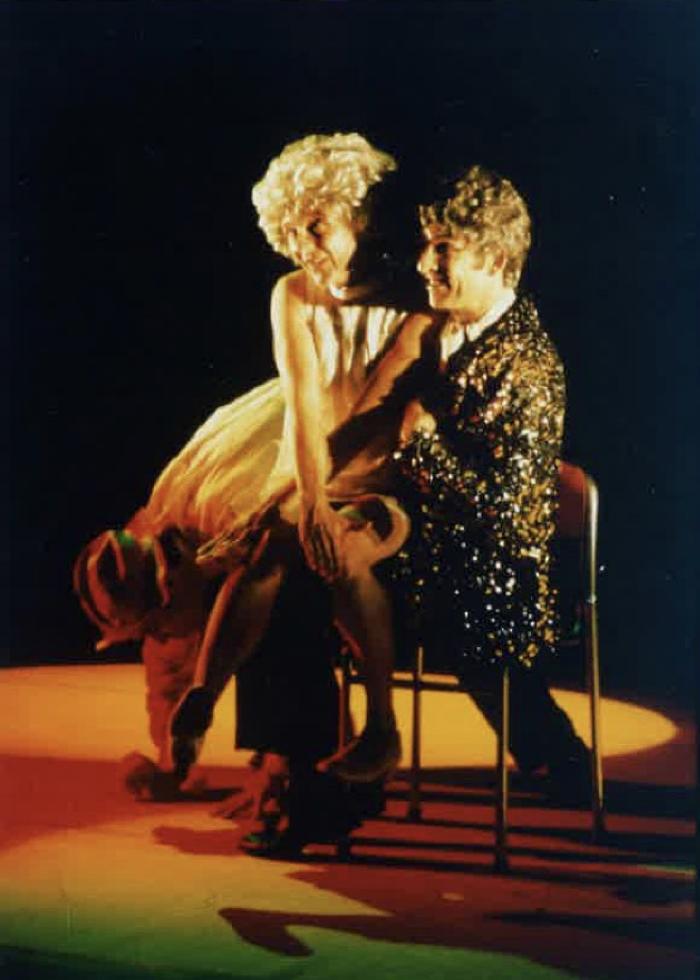 Will Bond and Ellen Lauren in the SITI Company Production "The Medium" at the Actor's Theatre of Louisville, KY, 1995