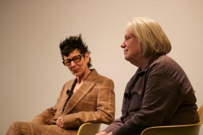 Elizabeth Streb and Anne Bogart in the "Falling & Loving" Artist Talk, 2020