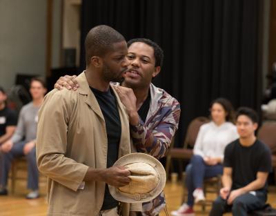Larry Powell and Justin Hopkins in the Rehearsal of "Lost in the Stars" at Royce Hall, UCLA Performing Arts Center, Los Angeles, CA, 2017