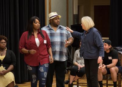 Erinn Horton, Hope Carr and Issachah Savage in the Rehearsal of "Lost in the Stars" at Royce Hall, UCLA Performing Arts Center, Los Angeles, CA, 2017