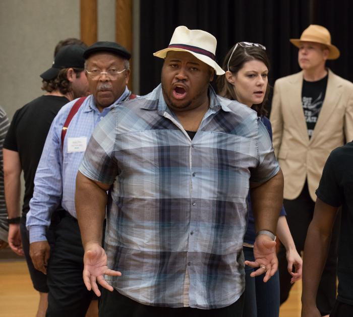 Issachah Savage, Ralph Pettiford and Meredith R. Pyle in the Rehearsal of "Lost in the Stars" at Royce Hall, UCLA Performing Arts Center, Los Angeles, CA, 2017