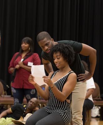 Justin Hopkins and Zuri Adele in the Rehearsal of "Lost in the Stars" at Royce Hall, UCLA Performing Arts Center, Los Angeles, CA, 2017