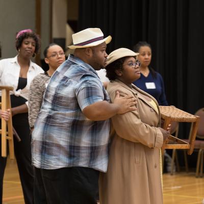 Issachah Savage and Erinn Horton in the Rehearsal of "Lost in the Stars" at Royce Hall, UCLA Performing Arts Center, Los Angeles, CA, 2017