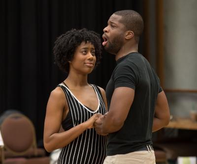 Justin Hopkins and Zuri Adele in the Rehearsal of "Lost in the Stars" at Royce Hall, UCLA Performing Arts Center, Los Angeles, CA, 2017