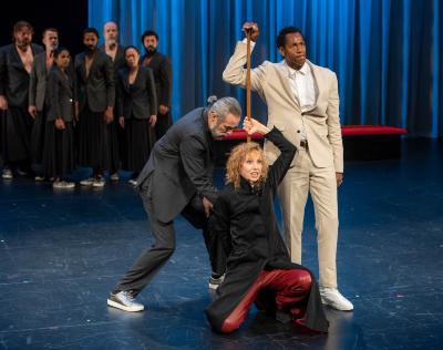 Scene from "The Bacchae" at the BAM Harvey Lichtenstein Theater, Brooklyn, NY, 2018