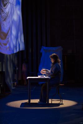 Scene from "the theater is a blank page" at the Center for the Art of Performance at UCLA, Los Angeles, CA, 2018