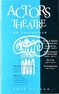 Program from the Actor's Theatre of Louisville Production of "Miss Julie" at Louisville, KY
