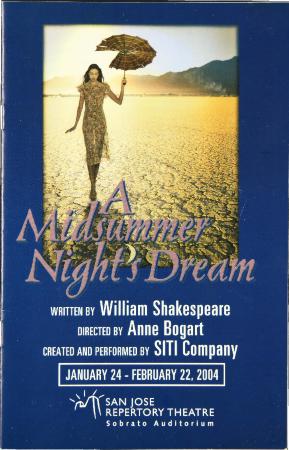 Program from "A Midsummer Night's Dream" at San Jose Repertory Theatre, 2003 