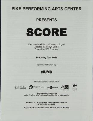 Program for "Score" at the Pike Performing Arts Center, 2005