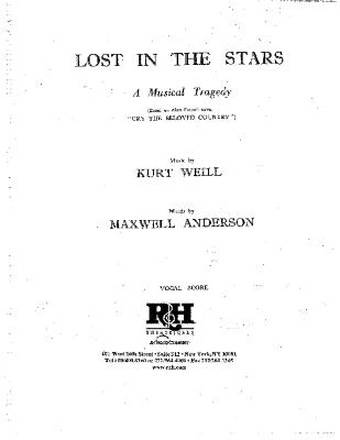 Script from "Lost in the Stars" Piano Vocal Score, 1949