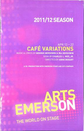 Program from "Cafe Variations" at Emerson Stage, Emerson College, 2012
