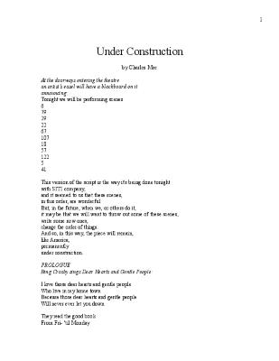 Script from "Under Construction" 2009