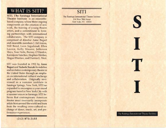 Brochure from SITI Company, 1996