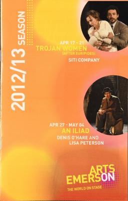 Program from "Trojan Women" at Emerson Stage, Emerson College, 2013