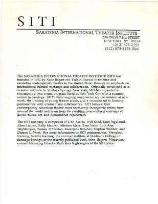 Press Release/Description from SITI Company, circa 1995