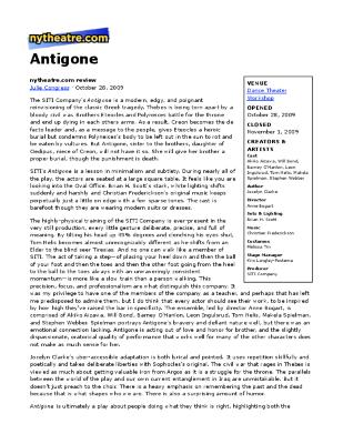 Press from "Antigone" at DTW, nytheatre.com, 2009