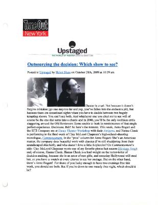 Press from "Antigone" at DTW, Time Out NY, 2009