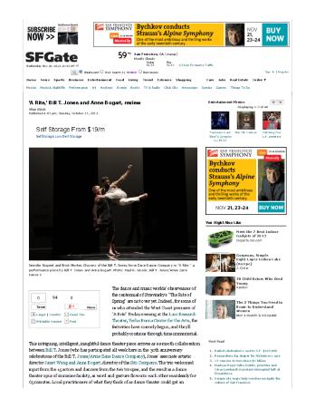Press from "A Rite" at Lam Research Theatre, SFGate, Oct 2013