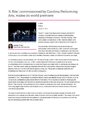 Press from "A Rite" at UNC, National Performing Arts Examiner, Jan, 2013
