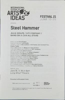 Program from "Steel Hammer" at the International Festival of Arts and Ideas, 2016