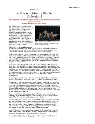 Press from "A Rite" at Yerba Buenna Center, San Francisco Classical Voice, Oct 2013