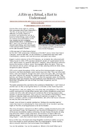 Press from "A Rite" at Yerba Buenna Center, San Francisco Classical Voice, Oct 2013