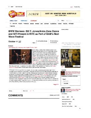 Press from "A Rite" at BAM, Broadway World, Oct, 2013
