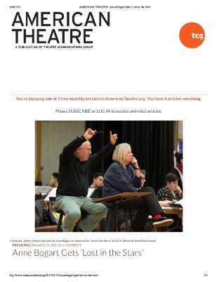 Press from "Lost in the Stars" at UCLA, American Theatre feature, 2017