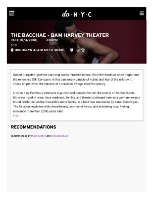 Press from "The Bacchae" at BAM, Do NYC, October, 2018