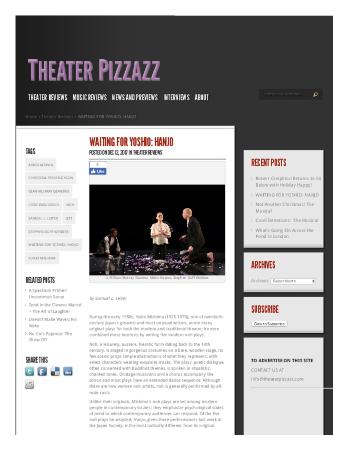 Press from "Hanjo" at Japan Society, Theatre Pizzazz review, 2017