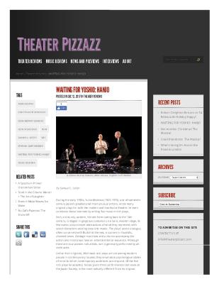 Press from "Hanjo" at Japan Society, Theatre Pizzazz review, 2017