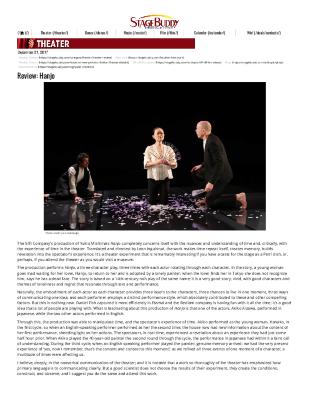 Press from "Hanjo" at Japan Society, StageBuddy review, 2017
