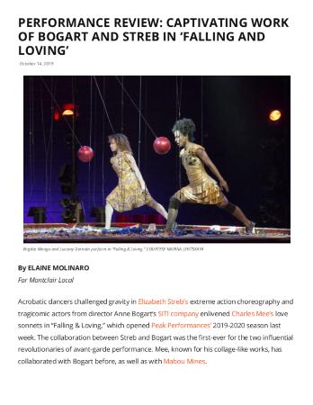 Press from "Falling & Loving" at MSU, Montclair Local News review, 2019