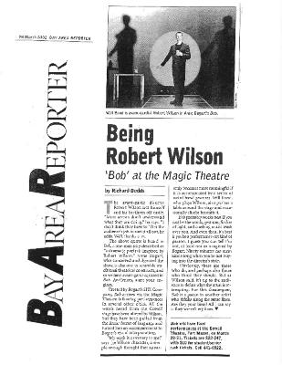 Press from "Bob" at Magic Theatre, Bay Area Reporter review, 2002