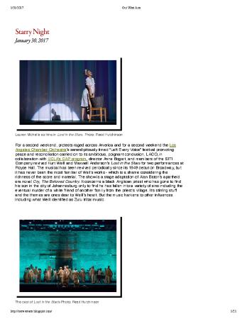 Press from "Lost in the Stars" at UCLA, Out West Arts review, 2017