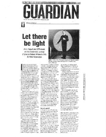 Press from "Bob" at Magic Theatre, SF Bay Guardian review, 2002