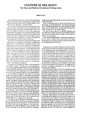 Suzuki Method "Culture is the Body" article excerpt by Tadashi Suzuki