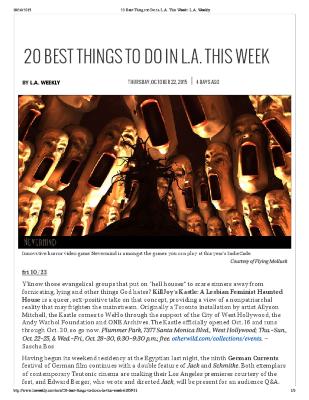 Press from "Steel Hammer" at UCLA, LA Weekly feature, 2015