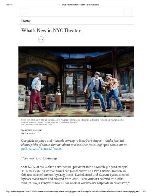 Press from "Chess Match No.5" at Abingdon Theatre, NY Times preview, 2017,