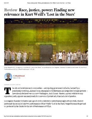 Press from "Lost in the Stars" at UCLA, LA Times review, 2017