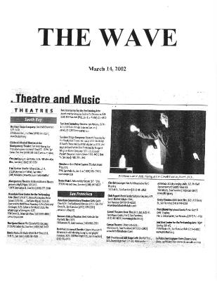 Press from "Bob" at Magic Theatre, The Wave listing, 2002