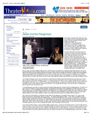 Press from "Death and the Ploughman" at Classic Stage Company, Theater Mania review, 2004