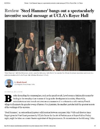 Press from "Steel Hammer" at UCLA, LA Times review, 2015