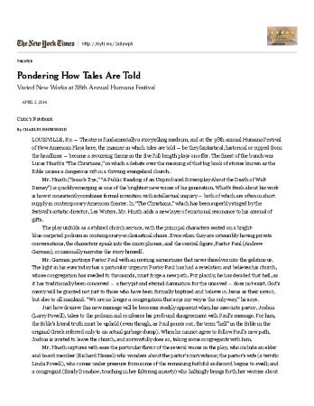 Press from "Steel Hammer" at ATL, NY Times, 2014
