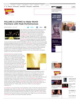 Press from "Falling & Loving" at MSU, Broadway World feature, 2019