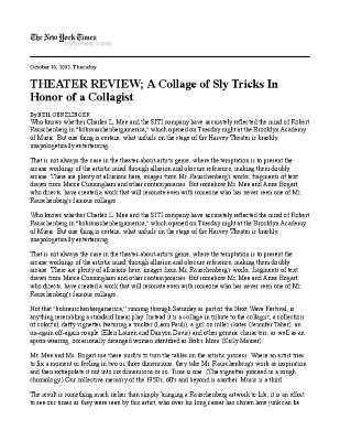 Press from "bobrauschenbergamerica" at BAM NYTimes review text 2003