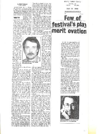 Press from "Cabin Pressure" at Actors Theatre of Louisville, Boston Sunday Herald review, 1999,