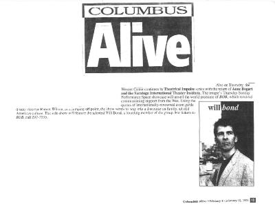 Press from "Bob" at Wexner, Columbus Alive listing, 1998