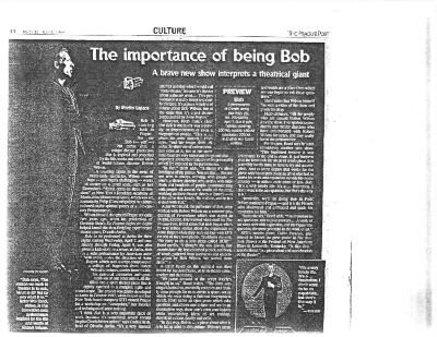 Press from "Bob" at  Theatre Archa, Prague Post feature, 1999