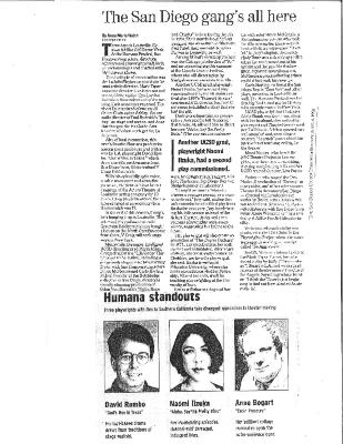 Press from "Cabin Pressure" at Actors Theatre of Louisville, San Diego Union-Tribune review, 1999